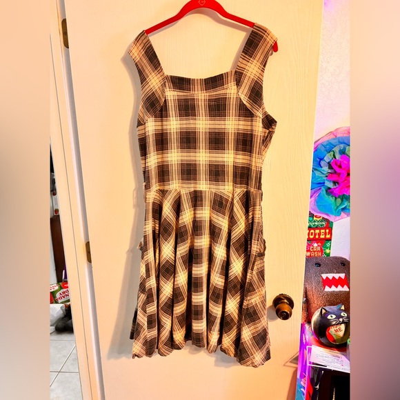 Effie's Heart Plaid Tank Dress in Gray and Cream - Picture 3 of 6